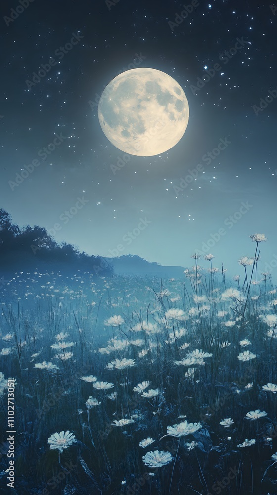 Naklejka premium night sky with moon for background