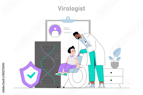 Medical Visits for Inclusive Children. Flat Vector Illustration