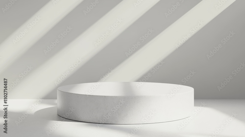 White Circular Platform With Light Shadows White Circular Platform With Light Shadows