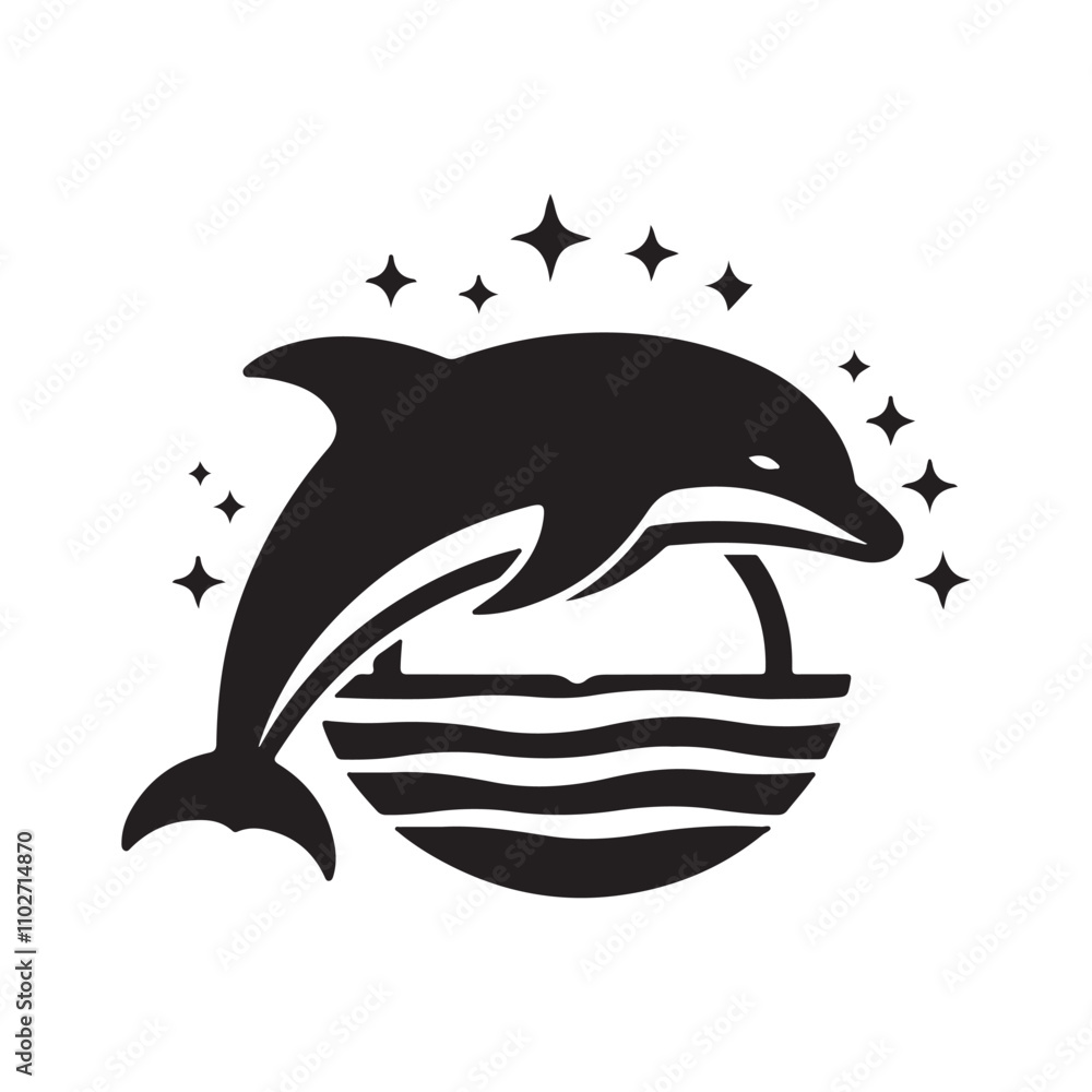 Obraz premium dolphin silhouette isolated on white