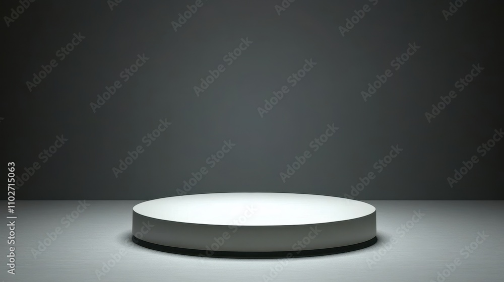White Circular Platform Against Dark Background White Circular Platform Against Dark Background