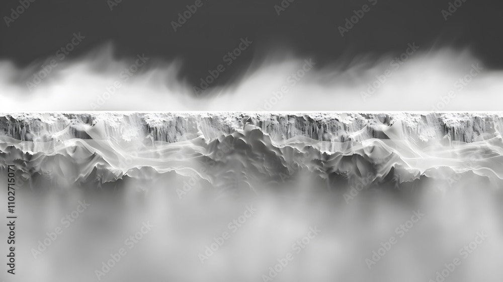 Abstract grayscale landscape depicting a misty mountain range Abstract grayscale landscape depicting a misty mountain range