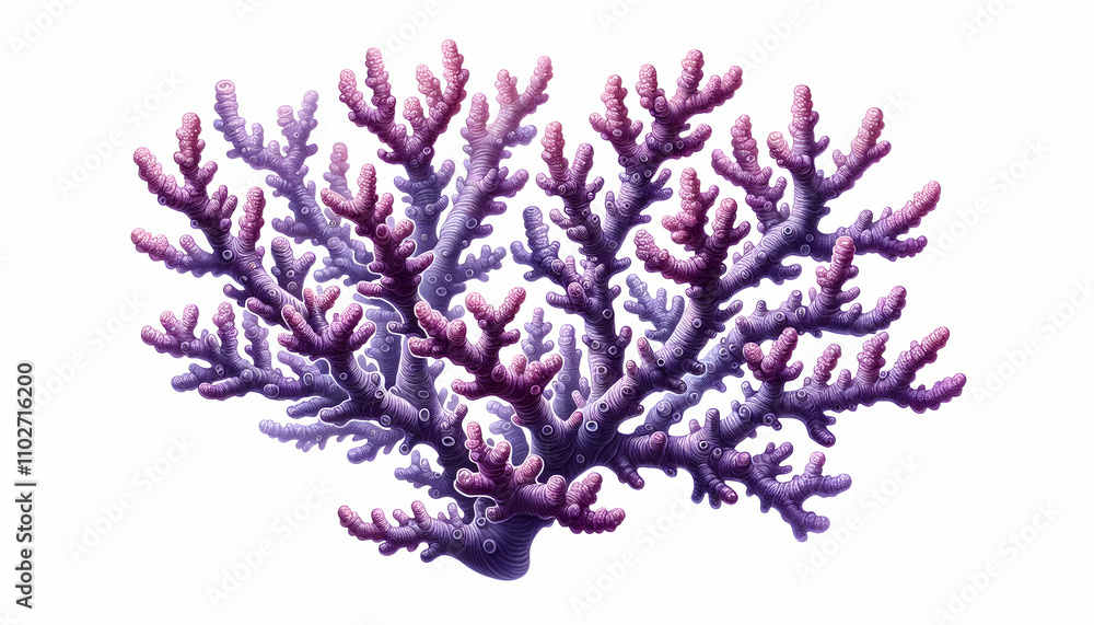 Naklejka premium Underwater A branch of purple coral with realistic shading and tiny details3
