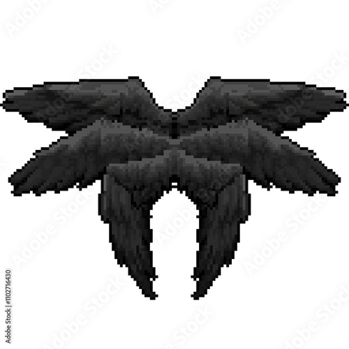 Black Angel Wings Pixel Art photo