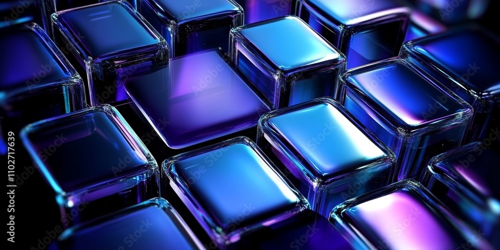 Futuristic Digital Artwork with Iridescent Glass Panels in Diamond Pattern on Black Background Futuristic Digital Artwork with Iridescent Glass Panels in Diamond Pattern on Black Background