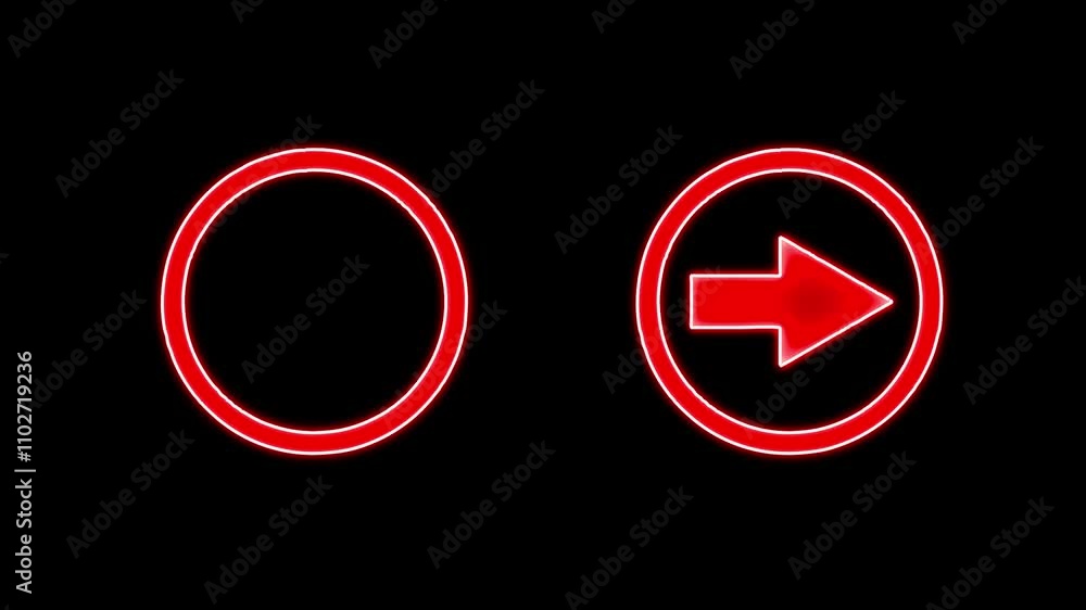 Neon directional arrow icon looking signal on the road place. left and right direction arrow icon concept. Neon directional arrow icon looking signal on the road place. left and right direction arrow icon concept.