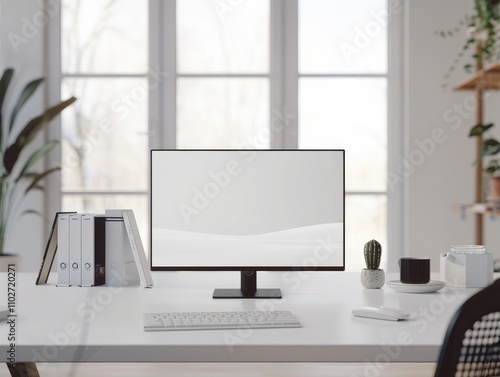 laptop a photo frame on desk white