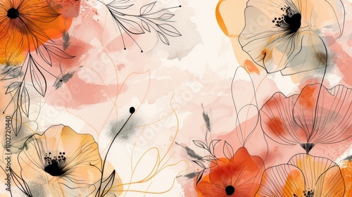 Abstract floral art background tranquil botanical elements in vector format, AI generated image