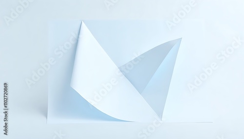 Geometric art composition of pure white paper