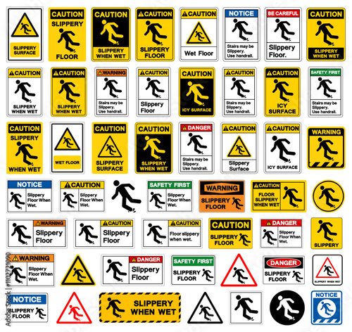 Slippery Set Symbol Sign,Vector Illustration, Isolate On White Background Label. EPS10