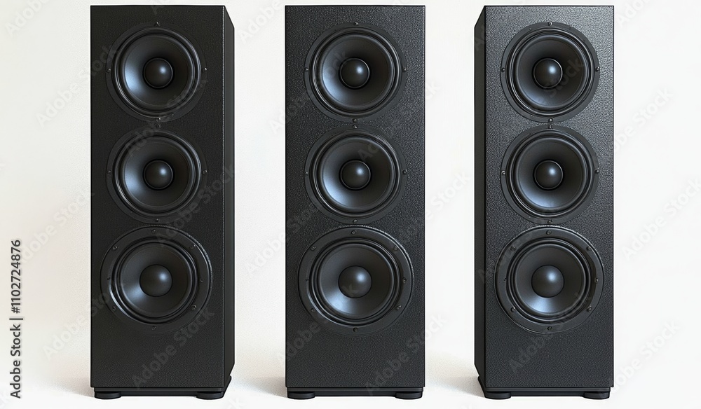 Black Speakers Set with Four Speakers Each for Modern Audio Experience Black Speakers Set with Four Speakers Each for Modern Audio Experience