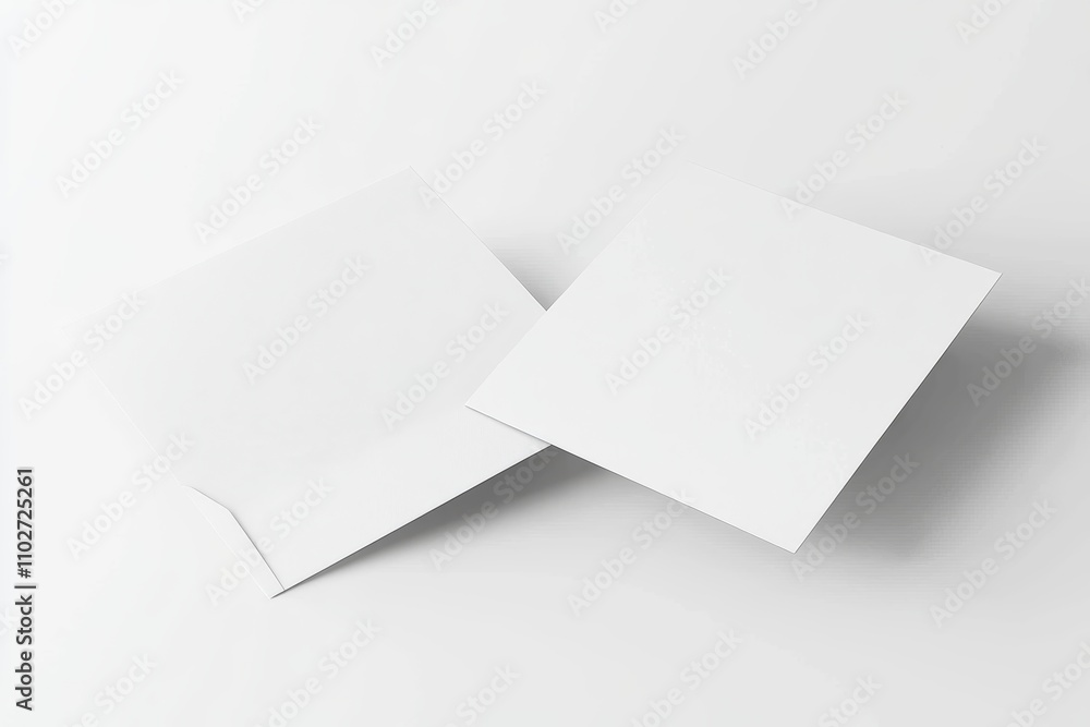 Blank Greeting Cards Minimalist Mockup on White Surface Blank Greeting Cards Minimalist Mockup on White Surface