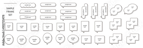 立体の吹き出しとフレームのベクターイラストセット　ふきだし　枠　飾り