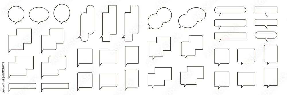 Fototapeta premium シンプルな吹き出しのベクターイラストセット。ふきだし、フレーム、装飾