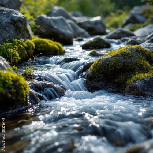 Norwegian Otta River, Fossbergom macro, digital art. photo