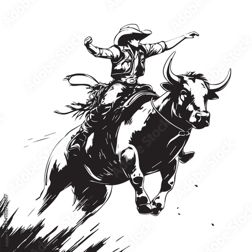 cowboy riding a bull