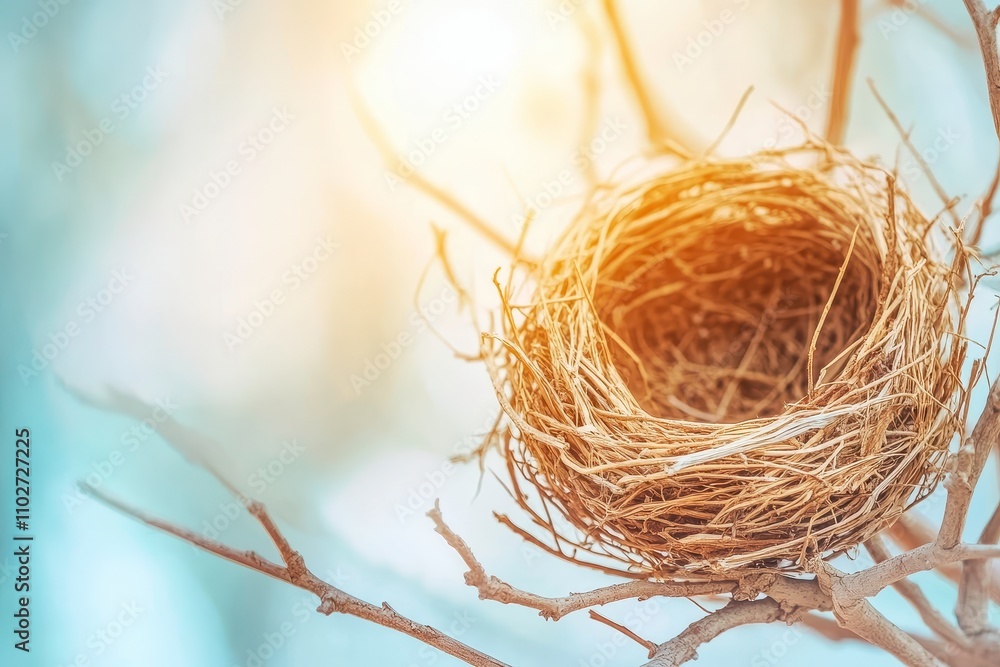 Natural Bird Nest on Tree Branch with Soft Light, Capturing Tranquility and the Beauty of Wildlife, Nature's Artwork Showcasing Organic Materials and Serenity Natural Bird Nest on Tree Branch with Soft Light, Capturing Tranquility and the Beauty of Wildlife, Nature's Artwork Showcasing Organic Materials and Serenity