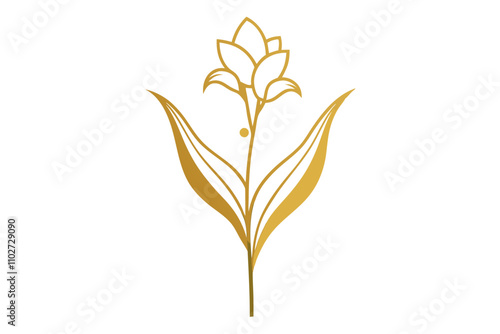 Stylized Golden Lily of the Valley Clean and Elegant Outline Design photo