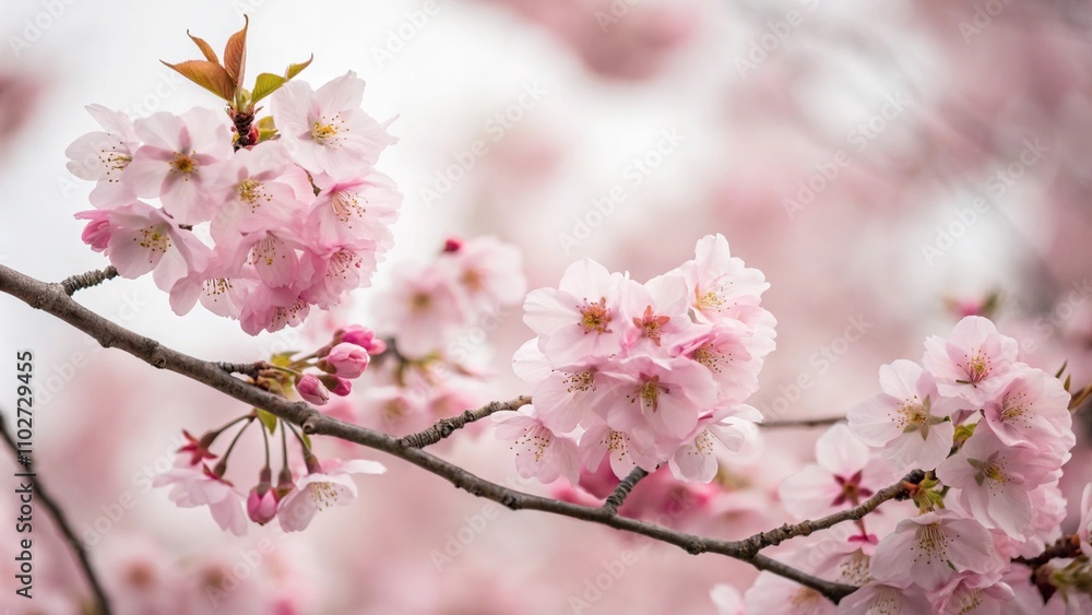 Close-up shot of a cluster of pink cherry blossoms against a soft blurred background, garden blooms, cherry blossoms, pink petals Close-up shot of a cluster of pink cherry blossoms against a soft blurred background, garden blooms, cherry blossoms, pink petals