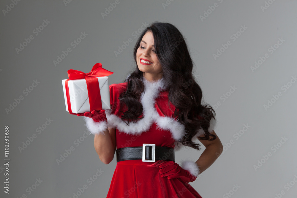 Santa girl close up studio shot Santa girl close up studio shot