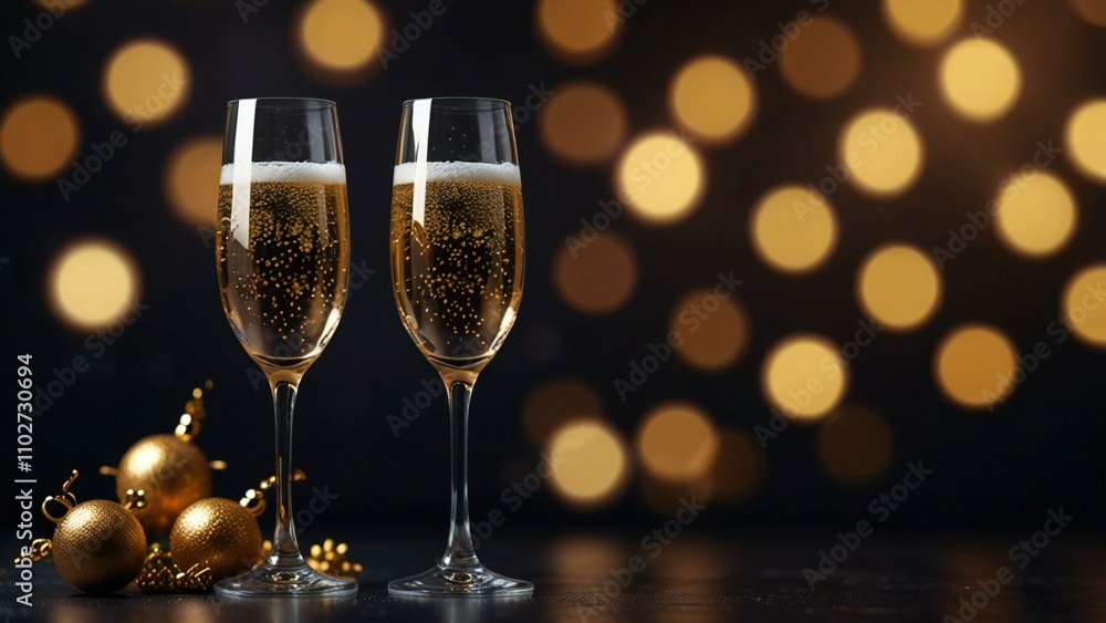 champagne and christmas decorations champagne and christmas decorations