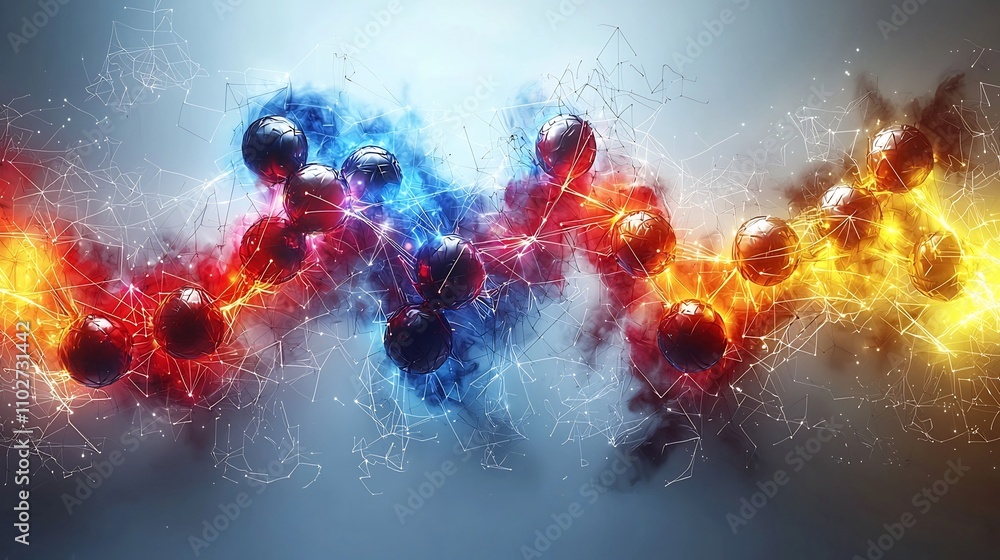 Electrifying Digital Abstract with Vibrant Fiery Particles and Molecular Reactions Electrifying Digital Abstract with Vibrant Fiery Particles and Molecular Reactions
