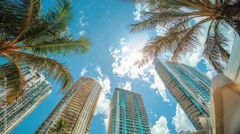 Fototapeta premium Luxury lifestyle in the city, with upscale urban living, skyscrapers, and high-end amenities