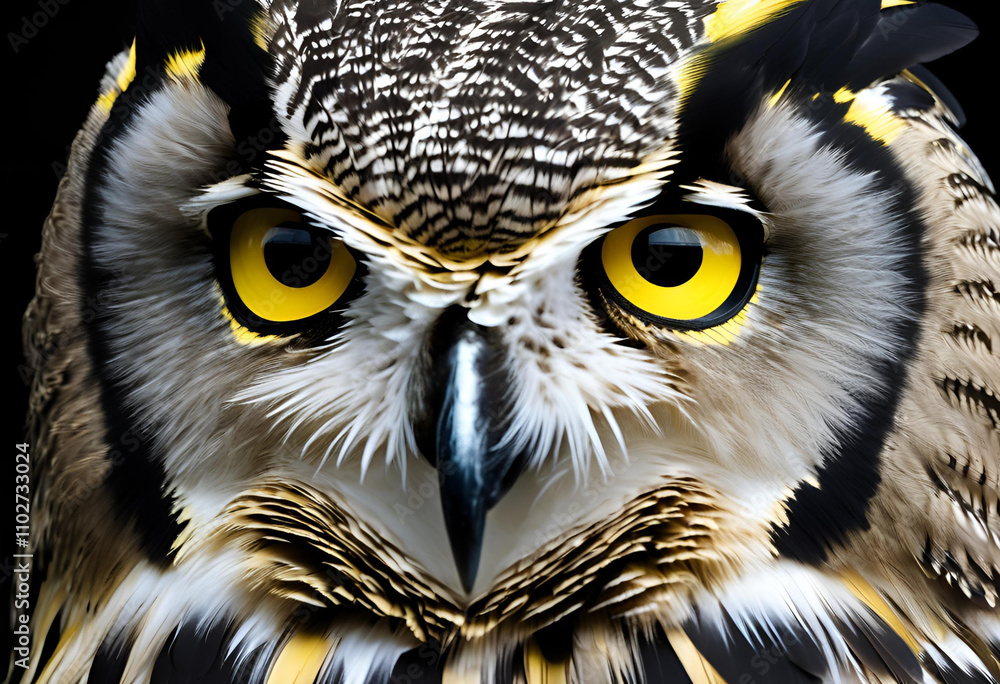 Elegant Bird of Prey - Close-up of Owl Feathers Elegant Bird of Prey - Close-up of Owl Feathers