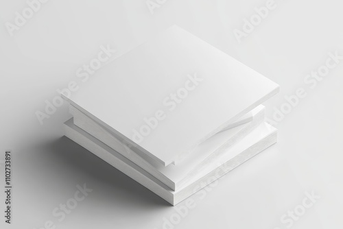 White Blank Paper Stack Mockup Minimalistic Presentation Display Elegant Design