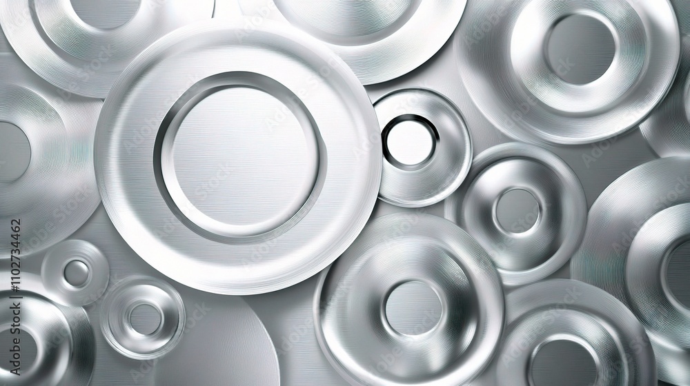 Abstract Silver Circular Plates in Various Sizes and Textures Abstract Silver Circular Plates in Various Sizes and Textures