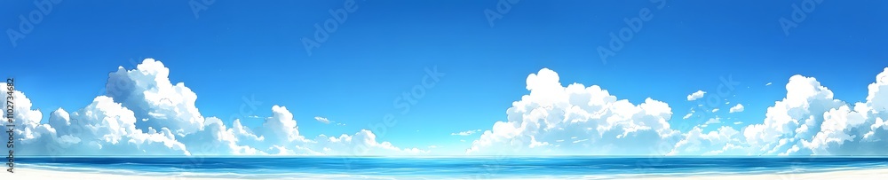 Obraz premium Blue Sky and White Clouds Over the Ocean