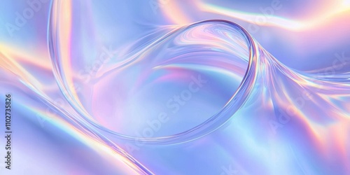 Futuristic Abstract Glass Shapes Iridescent 3D Render with Soft Gradients and Dynamic Lighting