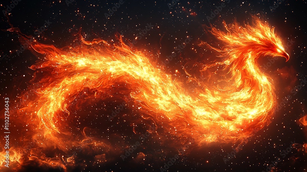 Fiery Dragon Unleashing Powerful Blaze of Mythical Energy Fiery Dragon Unleashing Powerful Blaze of Mythical Energy