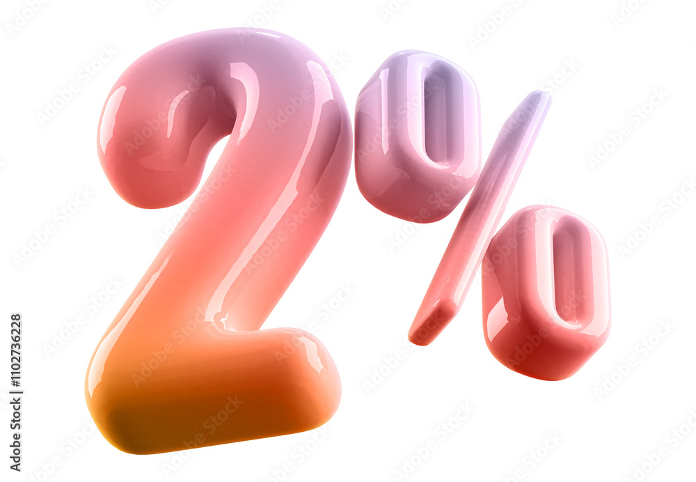 2 Percent Off Sale Gradient Number 3D Illustration 2 Percent Off Sale Gradient Number 3D Illustration