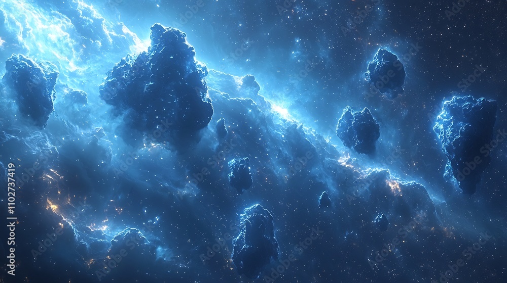 Fototapeta premium Dramatic Stormy Clouds in Moody Celestial Atmosphere with Mesmerizing Cosmic Energy