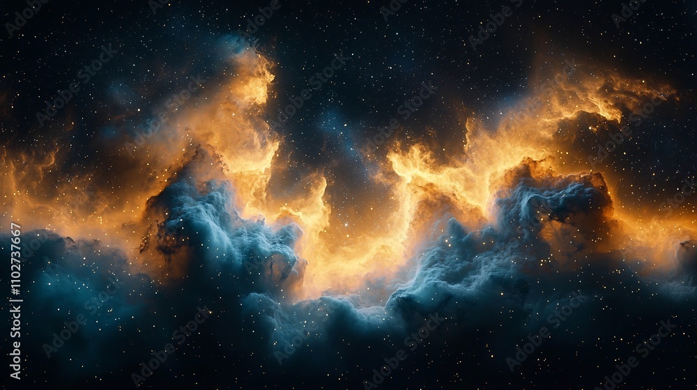 Fototapeta premium Mesmerizing Cosmic Explosion Vibrant Nebula Ablaze in Celestial Splendor