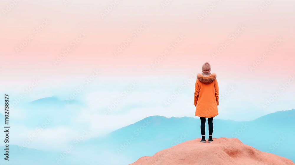 A person standing on a mountaintop at dawn, ready to face new challenges, symbolizing renewal and new beginnings A person standing on a mountaintop at dawn, ready to face new challenges, symbolizing renewal and new beginnings