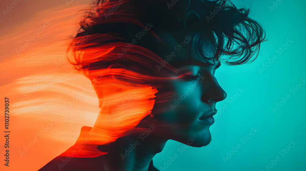 Abstract Portrait Illustration: Vivid Hues and Motion Abstract Portrait Illustration: Vivid Hues and Motion