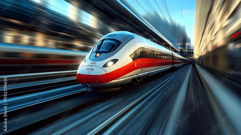 Fototapeta premium High-Speed Train Motion Blur Illustration