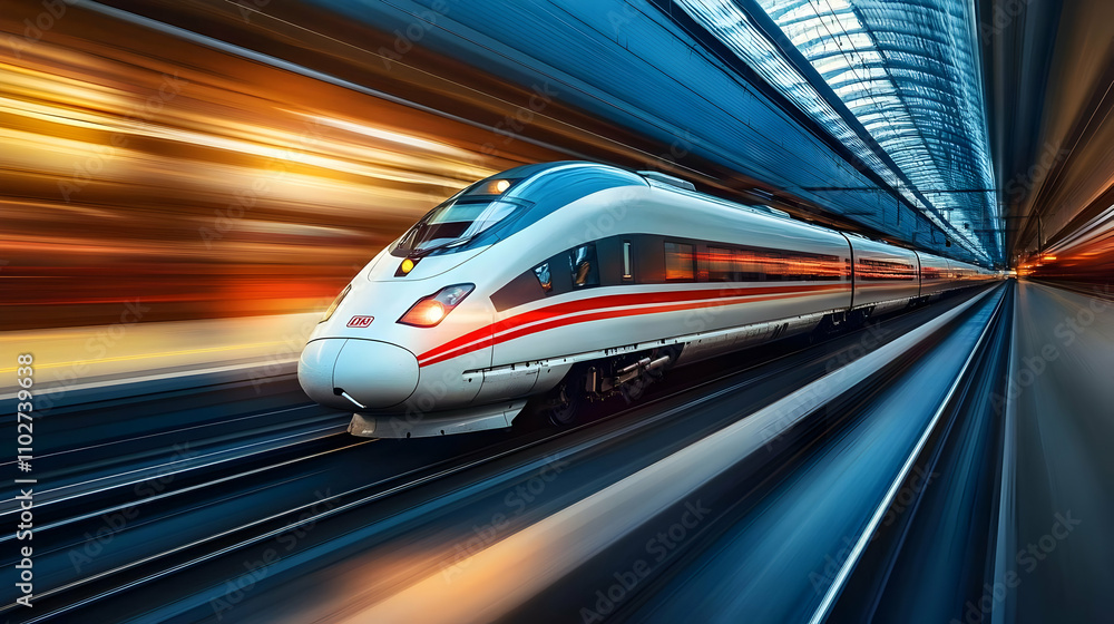 High-Speed Train, Dynamic Motion Blur Illustration High-Speed Train, Dynamic Motion Blur Illustration