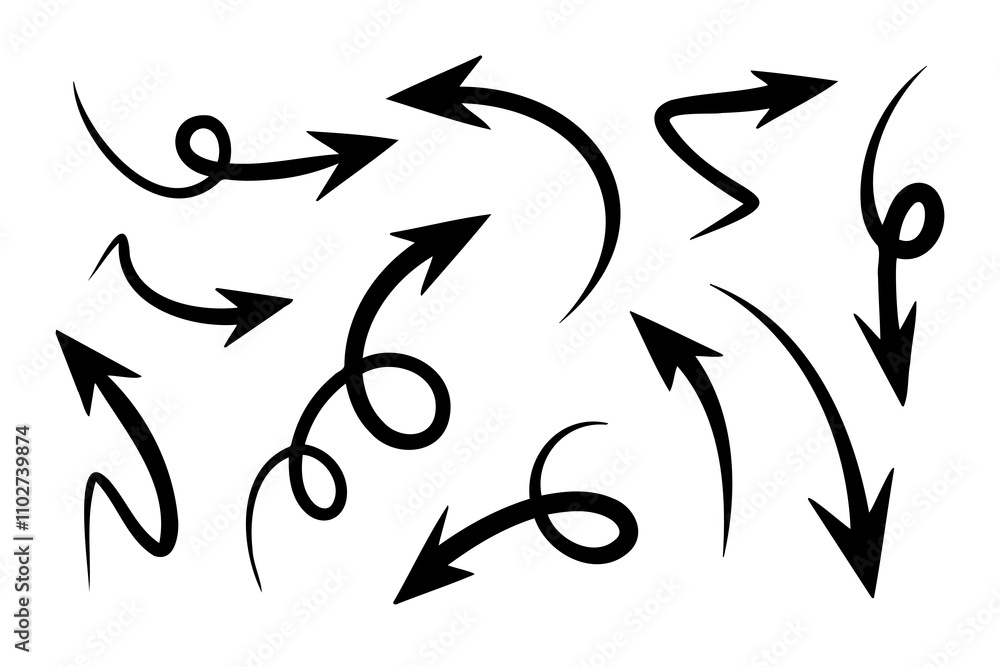 set of hand drawn arrows with different shape pareasis, Arrow doodle illustration. set of hand drawn arrows with different shape pareasis, Arrow doodle illustration.