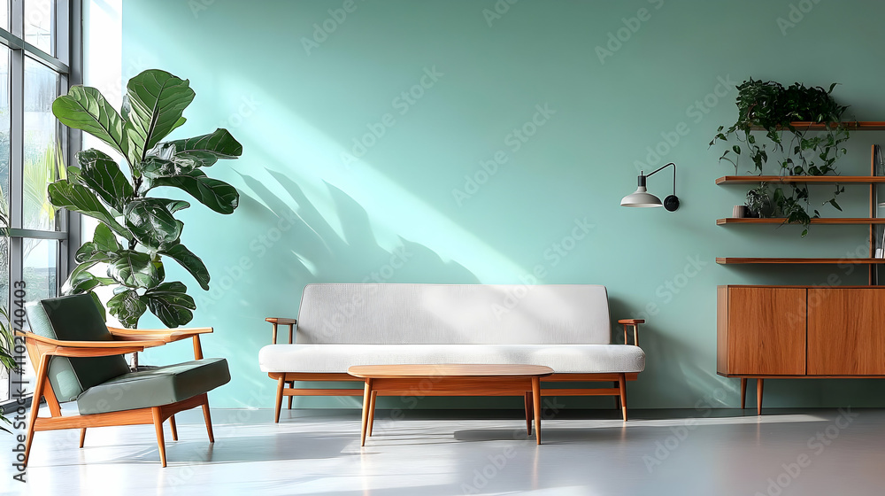 Mid Century Modern Living Room Illustration Mid Century Modern Living Room Illustration