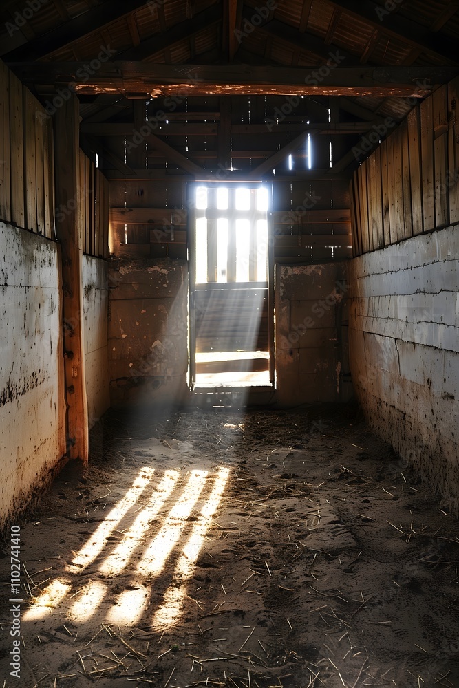 Fototapeta premium Rustic Barn with Sunlit Beams