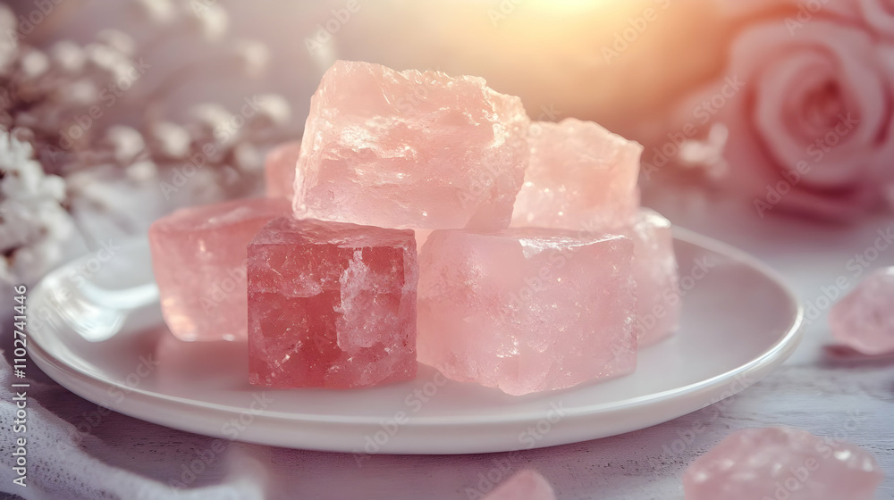 Rose Quartz Crystals Still Life Photo Rose Quartz Crystals Still Life Photo