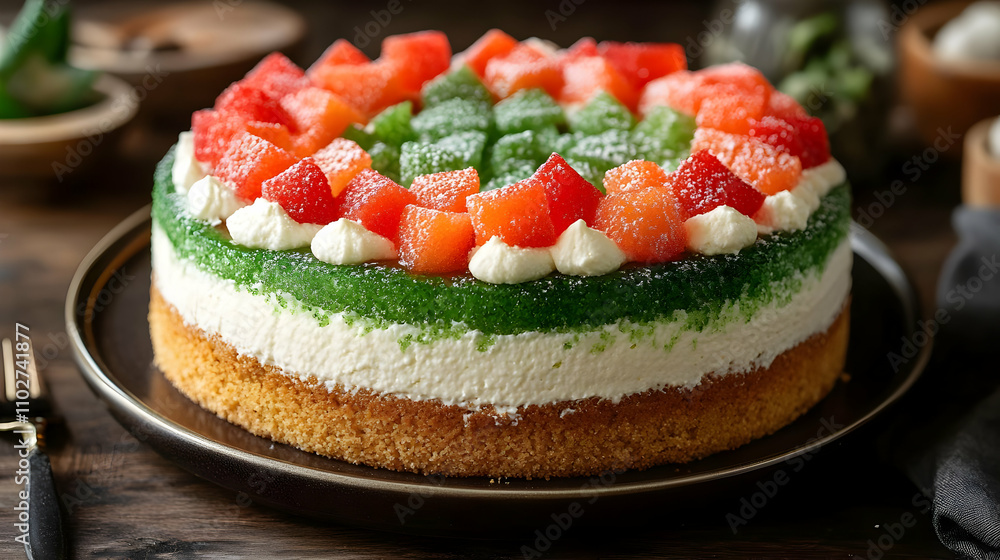 Delicious Layered Cake with Jelly and Cream Delicious Layered Cake with Jelly and Cream