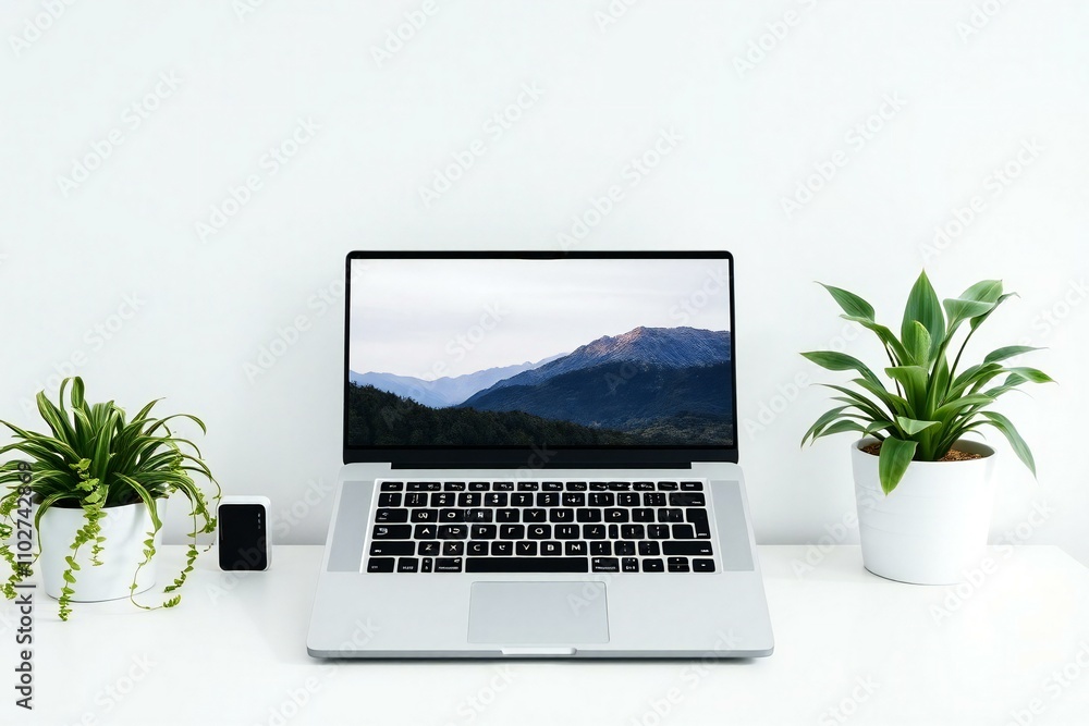 laptop on the table laptop on the table