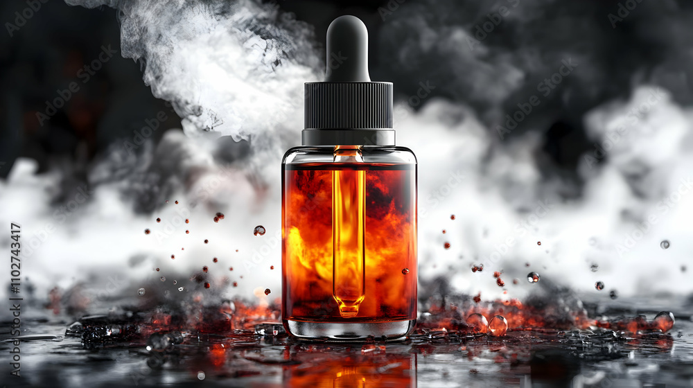 Fiery Liquid in Glass Bottle 3D Render Fiery Liquid in Glass Bottle 3D Render