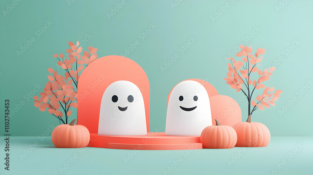 Happy Ghosts 3D Illustration Happy Ghosts 3D Illustration