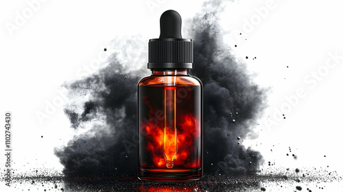 Fiery Amber Bottle 3D Render photo