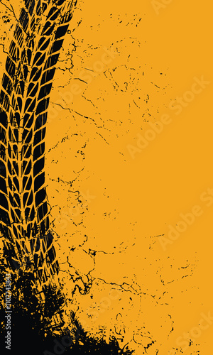 Black and yellow blank wallpaper grunge brush strokes tire tread abstract
